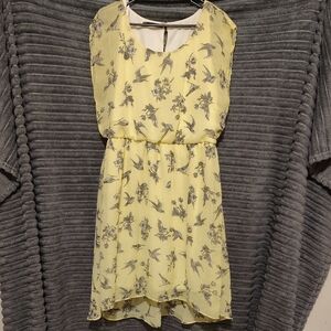 Maurices Yellow Bird Print Mini Dress